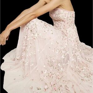 Needle & Thread Floral Embellished Dress in Pink and Cream